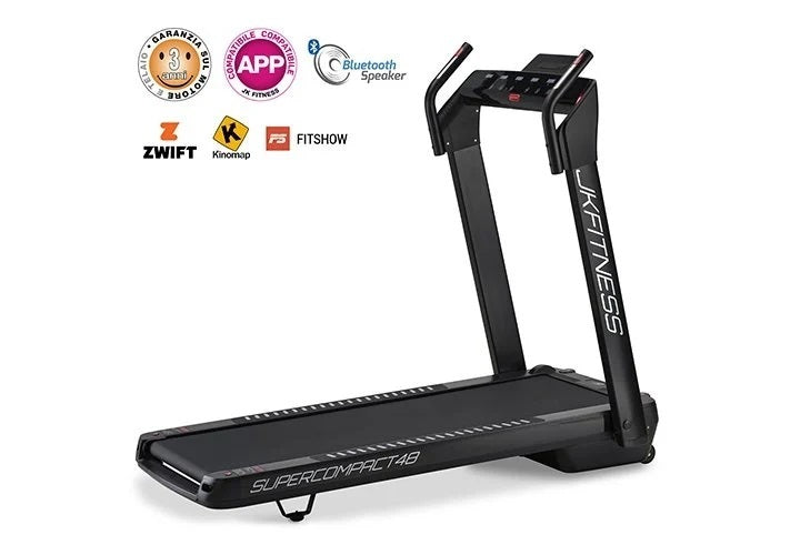 Supercompact 48 Tapis Roulant Jk Fitness Compatibili Zwift E Kinomap - Velocità 16 Km/h - Motore 2.0 Hp - Peso Max Utente 120 Kg Cod.sc-48 Black
