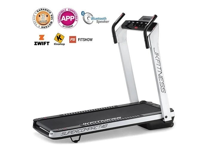Tapis Roulant Jk Fitness Supercompact 48 Compatibili Zwift E Kinomap - Velocità 16 Km/h - Motore 2.0 Hp - Peso Max Utente 120 Kg Cod.sc-48 White