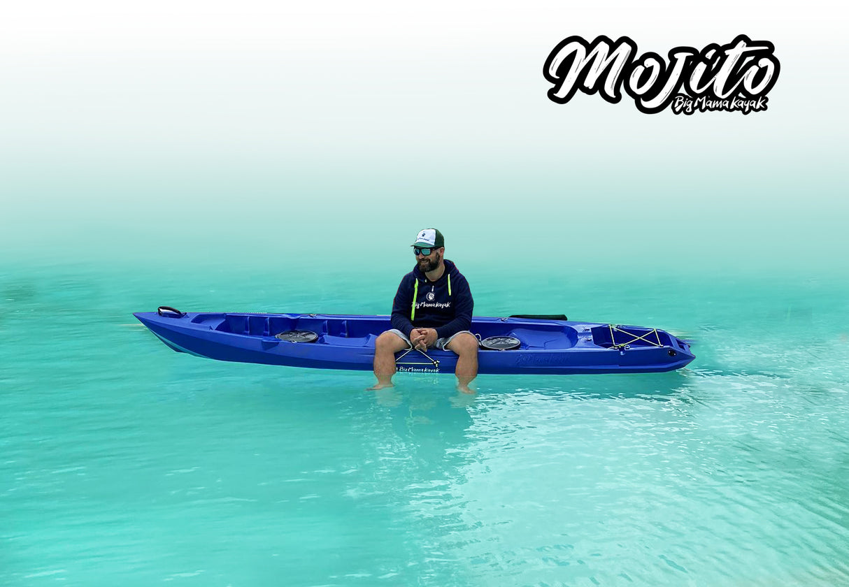 MOJITO BIG MAMA KAYAK canoa con 2 + 1 Posti, 380 Cm + 2 Gavoni + 2 ruote integrate + 2 Pagaie + 2 Seggiolini (FULL PACK)