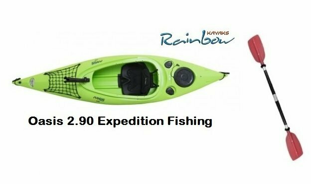 Rainbow Oasis 2.90 Expedition Fishing - Kayak Da Pesca 1 Posto 290 Cm + 2 Portacanne + Gavone + Sedile + Pagaia + 1 Portacanne Orientabile