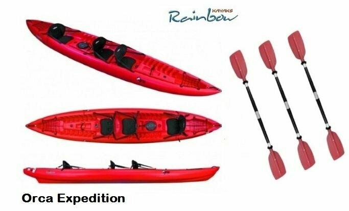 Rainbow Orca Expedition - Canoa Sit On Top 3 Posti 420 Cm + Gavoni + 3 Sedili + 3 Pagaie