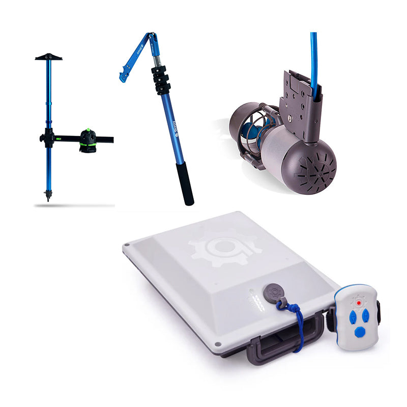 motore elettrico per kayak Bixpy K1 Outboard Kit con batteria PP-378 Wh v4 + Adattatore Bixpy Railblaza Universal Hexx + Add Pole Steering con maniglia telescopica