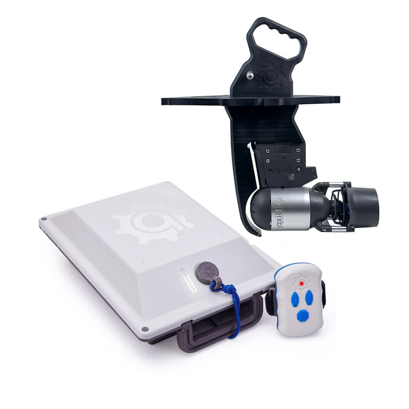 motore elettrico per kayak Bixpy K1 Outboard Kit con batteria PP-378 Wh v4 + Adattatore Low Profile Thruhull Pedal Drive