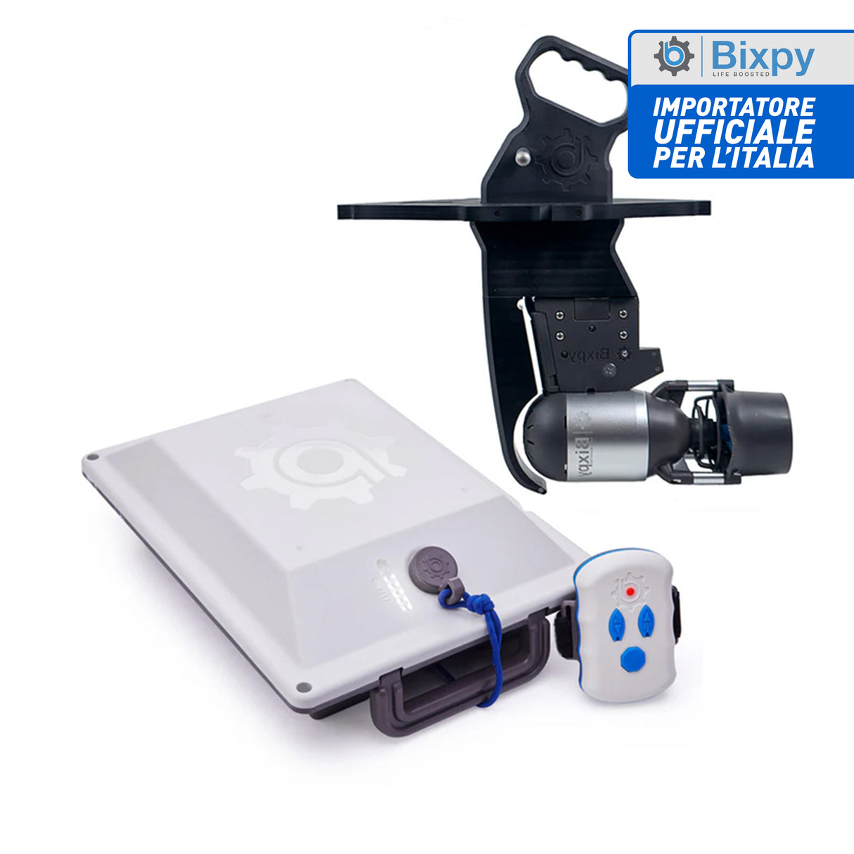 motore elettrico per kayak Bixpy K1 Outboard Kit con batteria PP-378 Wh v4 + Adattatore Low Profile Thruhull Pedal Drive