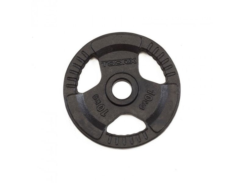 Disco Ghisa Gommato - 10 kg. Tri Grip Olimpionico Foro Ø 50 mm. Linea Toorx cod. DGG-TG10
