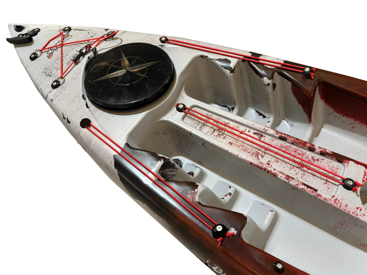 CANOA 1 POSTO SINGOLO ACQUAPRIMA FISHING LIMITED EDITION BIG MAMA KAYAK, MONOPOSTO 310 CM + 3 PORTACANNE + 2 GAVONE + 1 PAGAIA + 1 SEGGIOLINO (FULL PACK) - SNAKE ROSSO