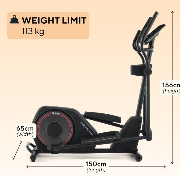 Promo Sport Elliptical Proform 2025 ellittica volano posteriore - peso max utente 113 kg - compatibile con app IFIT cod. PFEL54925-INT