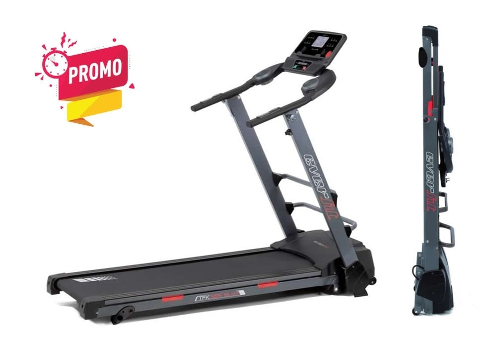 Promo Tapis Roulant TFK-355 SLIM Ultracompatto Salvaspazio Inclinazione Manuale Velocità; 0,8 - 14,0 Km/h Piano di corsa 42,5 x 127 cm Peso max utente 100 kg Linea Everfit Tappeto Elettrico Palestra