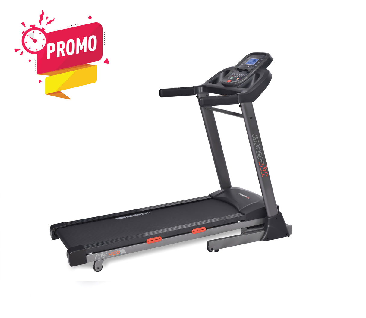 Promo Tapis Roulant TFK-450 con Inclinazione Elettrica Linea Everfit tfk 450 Velocità 1/16 km/h Utente 100 Kg. Piano corsa 132 x 43 cm Tappeto Elettrico Palestra