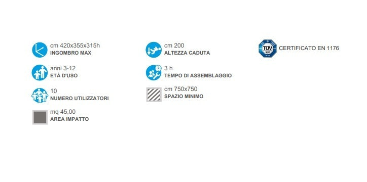 Villaggio Toledo Con Scivolo In Vetroresina Da Interrare Cod.807SF A/B Open D Giochi - En 1176 Certificati Tuv