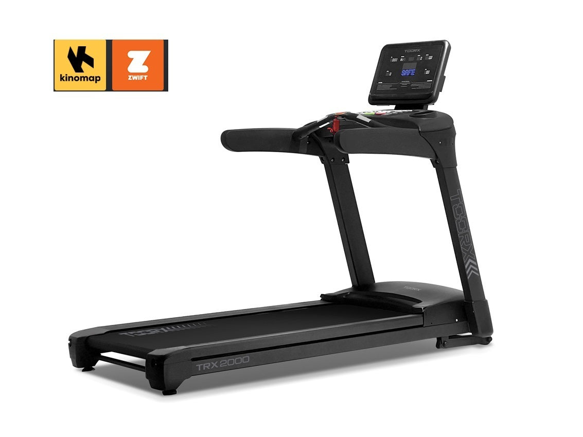 TRX-2000 TAPIS ROULANT linea Vertical Toorx - fascia cardio inclusa APP READY 3.0 compatibile con Zwift e Kinomap - piano corsa 153 x 57 cm - velocità 22 km/h - peso max utente 150 kg