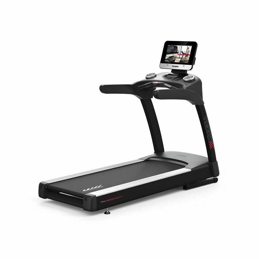 TRX 8500 EVO TFT Tapis roulant App Ready 3.0 NEW Compatibile Con Zwift E Kinomap Velocità: 0,8 - 24,0 Km/h Piano di corsa: 60 X 164 cm Peso Max utente: 160 kg Corrente Alternata Linea Toorx Professional Line Tappeto Elettrico Palestra