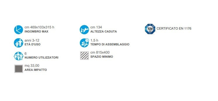 Torretta Virginia Con Scivolo In Vetroresina Da Interrare Cod.802SF A/B Open D Giochi - En 1176 Certificati Tuv