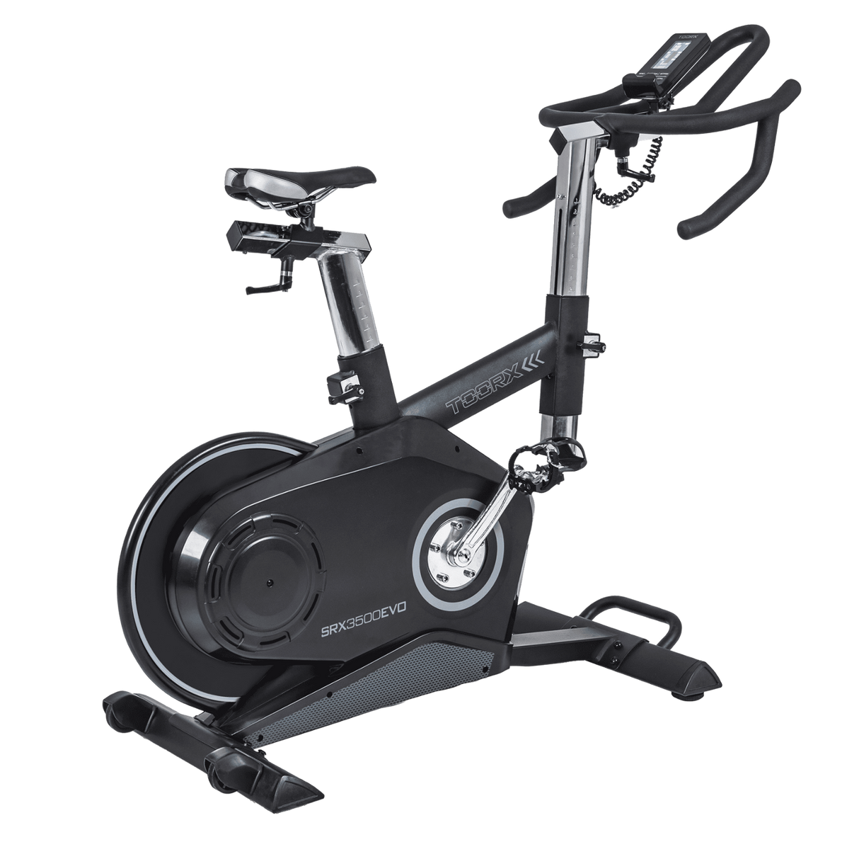 Gym Bike Elettromagnetica SRX-3500 EVO HRC Volano Posteriore - Scatto Libero - Ricevitore Wireless e Fascia Cardio Inclusa -APP Ready- Linea Toorx Chrono PRO Line