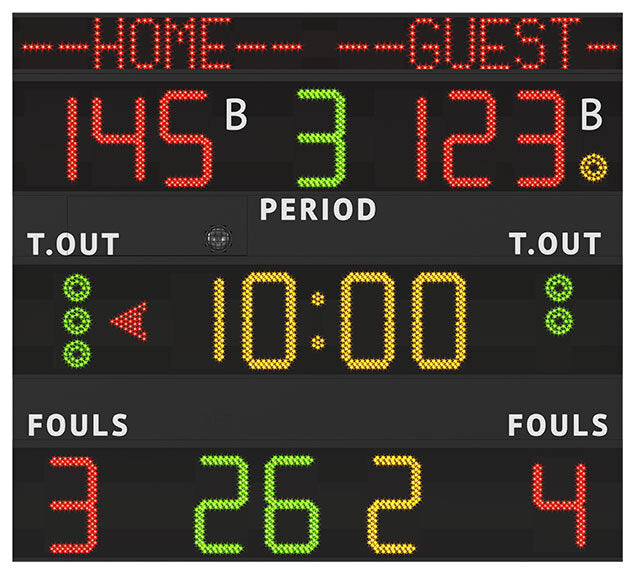 Tabellone Elettronico Segnapunti Omologato Fiba 200x180x9cm.- Versione con nomi squadre programmabili: Locali-ospiti Indicato Per Pallacanestro (basket), Calcio A 5 (futsal), Pallavolo (volley), Tennis. Fs-130n Art.242n