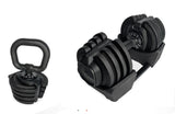 Manubrio A Carico selezionabile da 1,5 a 18 kg cod.MS18J JK FITNESS - trasformabile in kettlebell