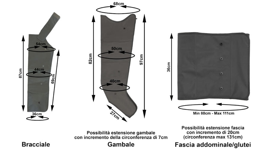 Pressoterapia MESIS PressoMedical 1.0 Pro a 4 camere FO-3001-2GKB con 2 gambali + Kit Slim Body + 1 Bracciale