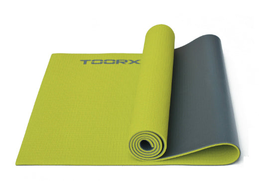 Materassino per Yoga Bicolore Verde Lime - Grigio Antracite COD.MAT-176 Linea Toorx