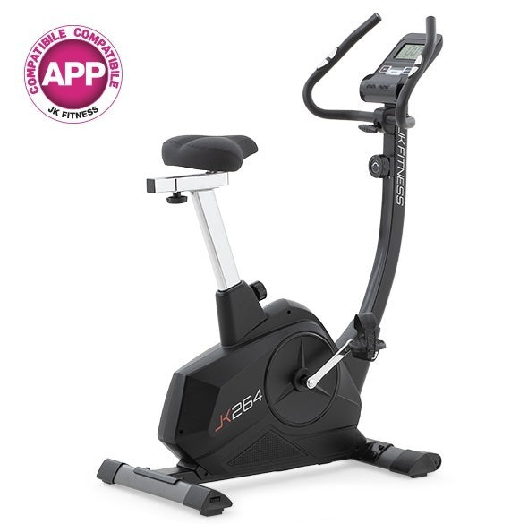 Cyclette JK Fitness JK 264 Compatibile APP Zwift e Kinomap COD.JK264 - peso volano 10 kg - peso max utente 120 kg - bici da camera, ciclocamera