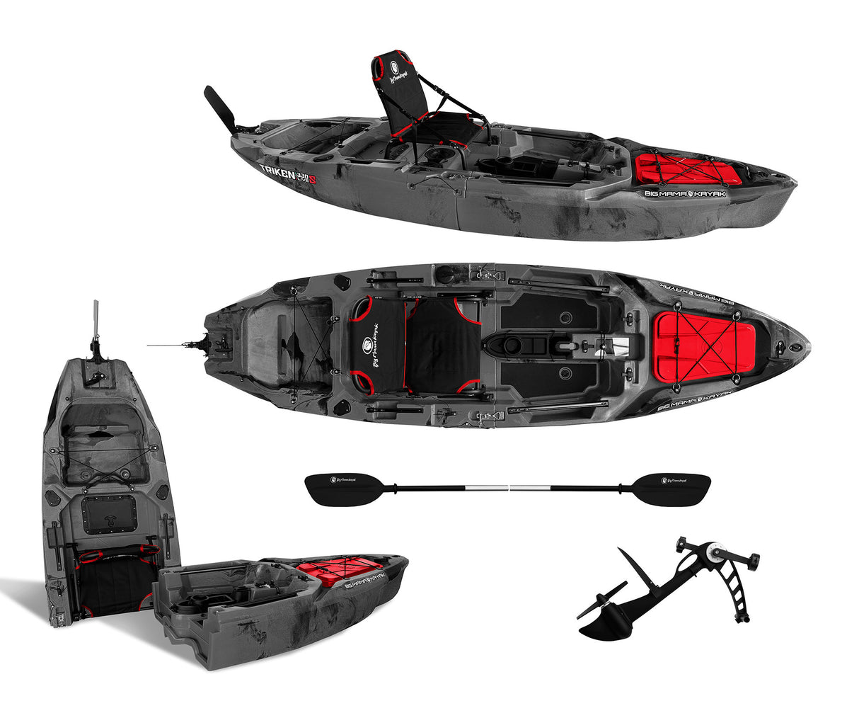 Kayak fishing a Pedali divisibile Big Mama Triken 330 Live S, con ruote e vasca del vivo