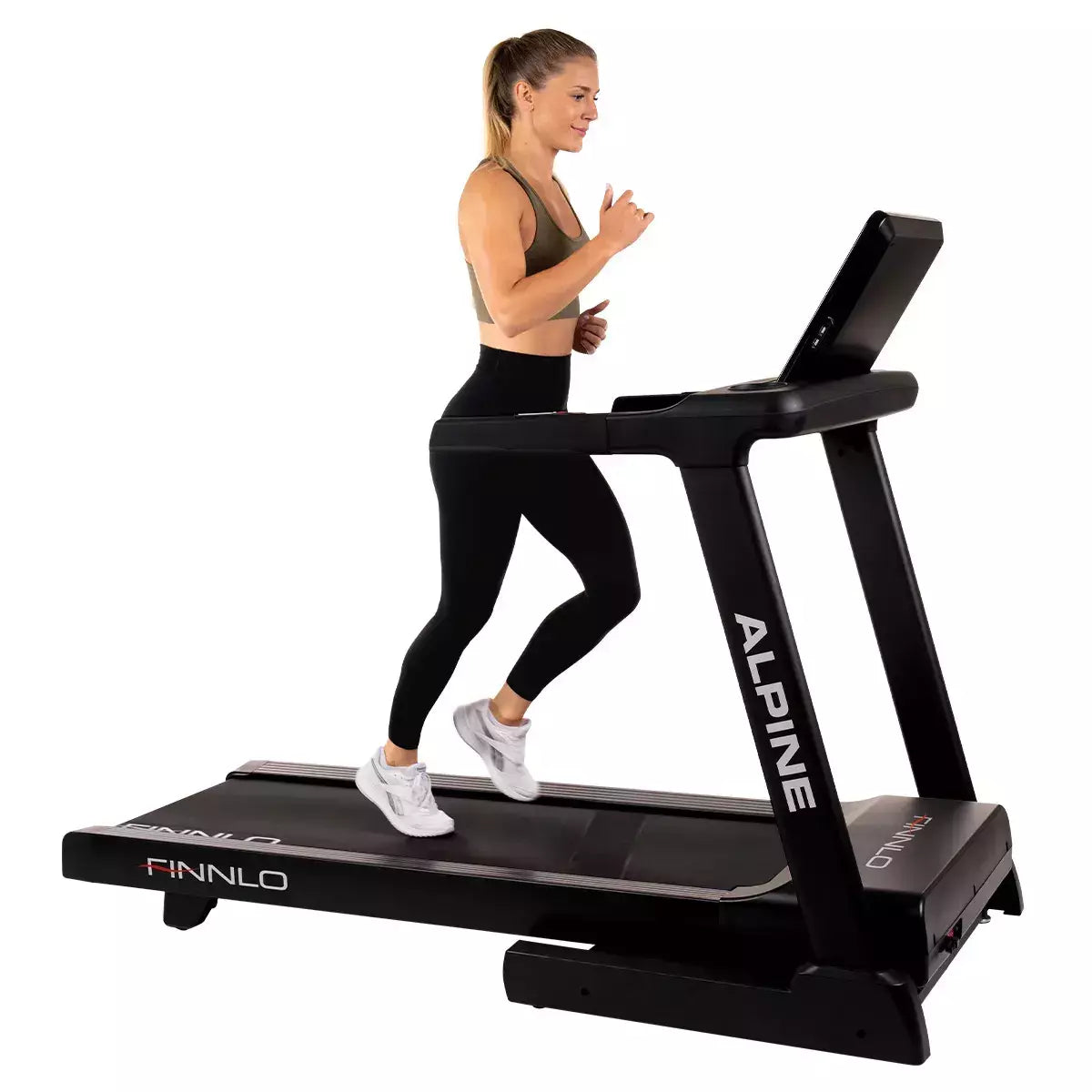 Tapis Roulant Alpine TFT Treadmill Linea FINNLO by Hammer Velocità di allenamento fino a 22 km/h Utente 160 Kg. Piano Corsa 156 x 51 cm Inclinazione Elettrica cod. 3502 Tappeto Elettrico Palestra Richiudibile Salvaspazio