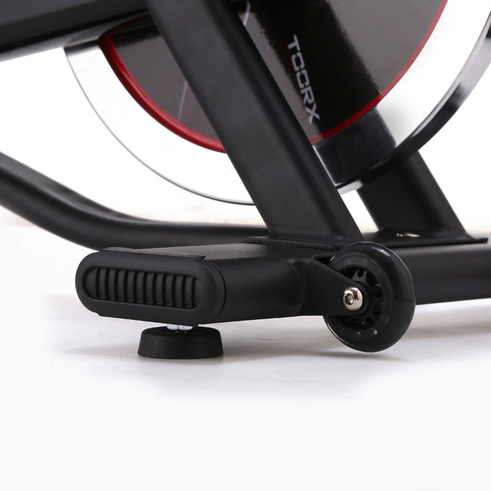 Gym Bike SRX-80 EVO Ricevitore Wireless e Fascia Cardio Inclusa Linea Toorx Trasmissione a cinghia Volano 24 kg Peso max utente 140 kg bike da spinning