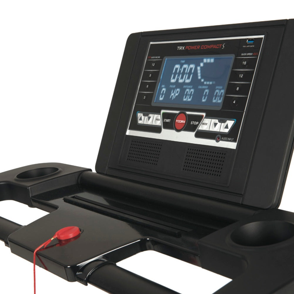 Trx-power Compact S Hrc Tapis Roulant Salvaspazio Inclinazione Elettrica Fascia Cardio Inclusa App Ready 3.0 Compatibile Iconsole + Kinomap E Zwift - Piano Corsa 132 X 47 Cm - Velocita' 20 Km/h - Peso Max Utente 135 Kg Toorx Tappeto Elettrico Palestra