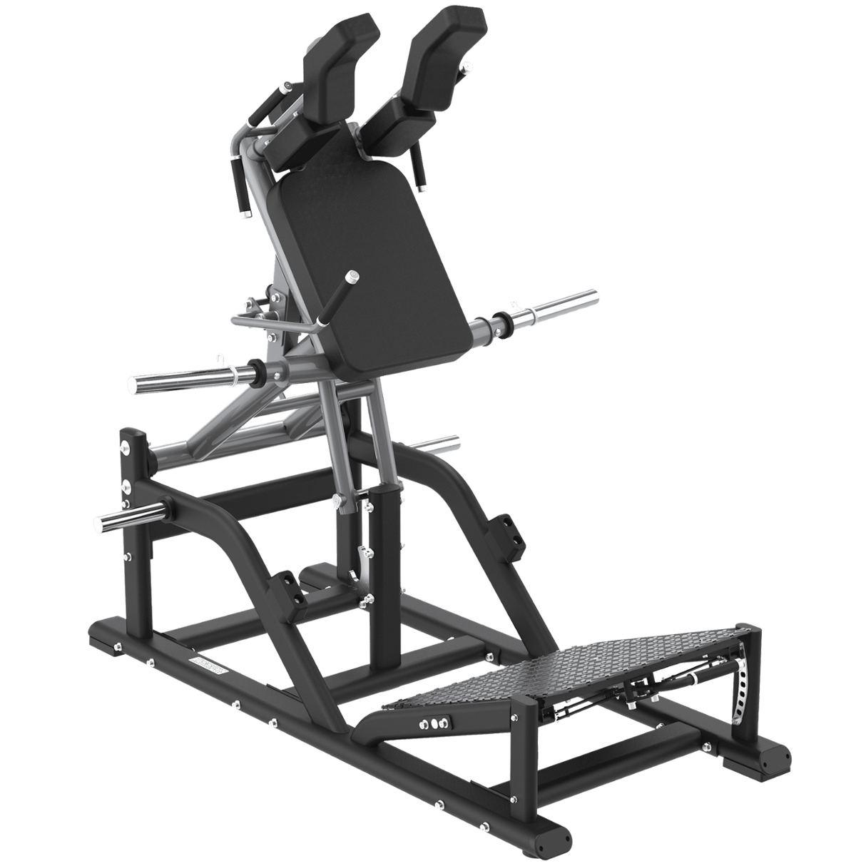 FWX-9150 V SQUAT - LINEA TOORX PROFESSIONALE- Peso massimo utilizzatore 120 Kg-Peso massimo caricabile 300 kg Regolazioni: altezza safety bar su 3 posizioni, inclinazione pedana di spinta su 6 posizioni