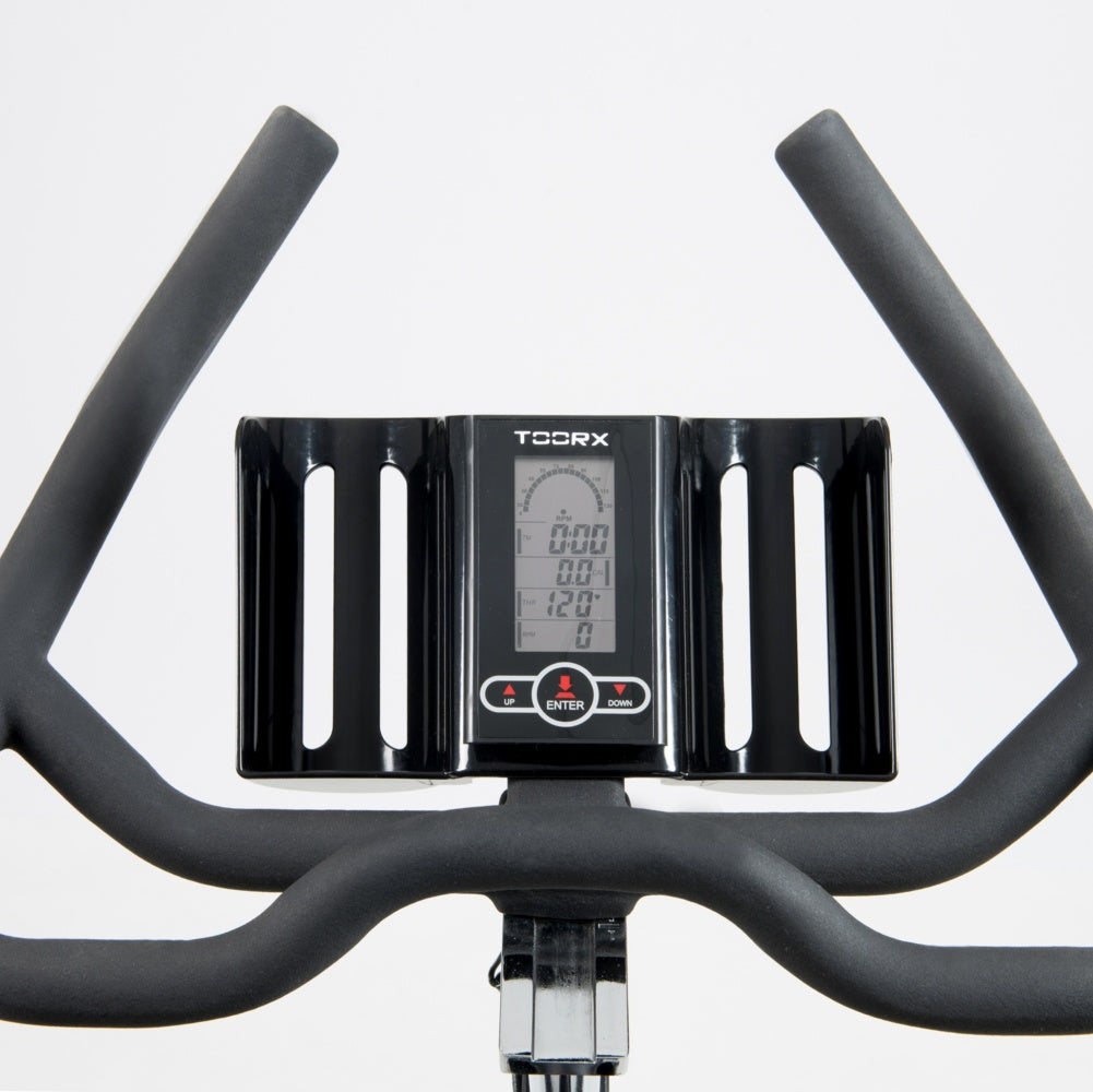 Gym Bike SRX-75 con Ricevitore Wireless Linea Toorx Trasmissione a cinghia Massa volanica peso 22 kg Peso massimo utilizzatore; 130 kg bike da spinning