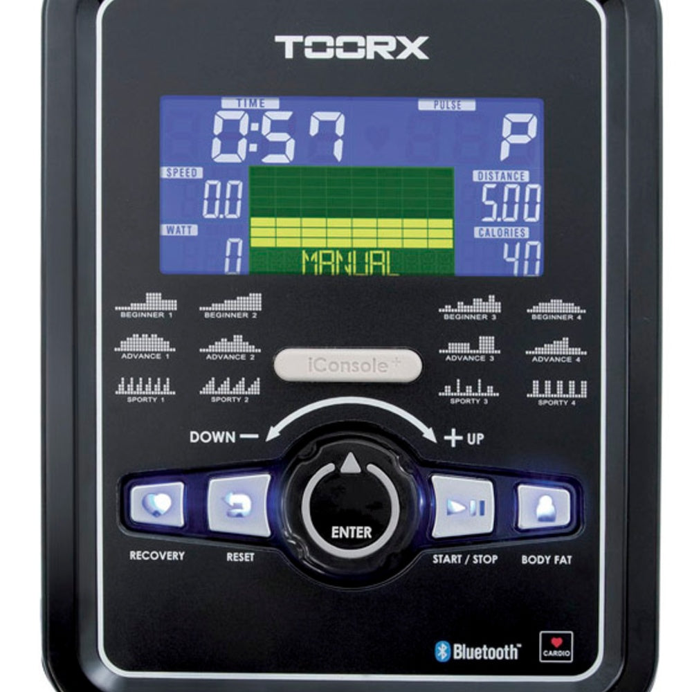 Brx r300 Ergo cyclette orizzontale elettromagnetica Ergometro con ricevitore wireless - iConsole+App compatibile Zwift - volano 16 kg - peso max utente 150 kg Toorx