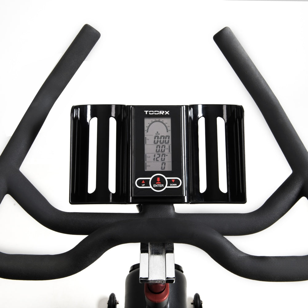 Gym Bike SRX-100 Ricevitore Wireless e Fascia Cardio Inclusa Linea Toorx Chrono Line Trasmissione a cinghia Massa volanica peso 26 kg Peso massimo utilizzatore 150 kg bike da spinning