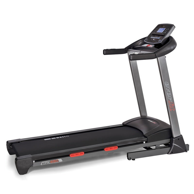 Tapis Roulant TFK-650 HRC con Inclinazione Elettrica Linea Everfit Peso utente max 120 kg Piano corsa 141 x 48 cm VELOCITA’ : 1 – 18 KM/H Tappeto Elettrico Palestra