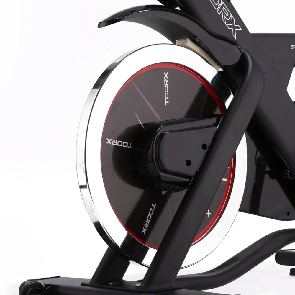 Gym Bike SRX-80 EVO Ricevitore Wireless e Fascia Cardio Inclusa Linea Toorx Trasmissione a cinghia Volano 24 kg Peso max utente 140 kg bike da spinning