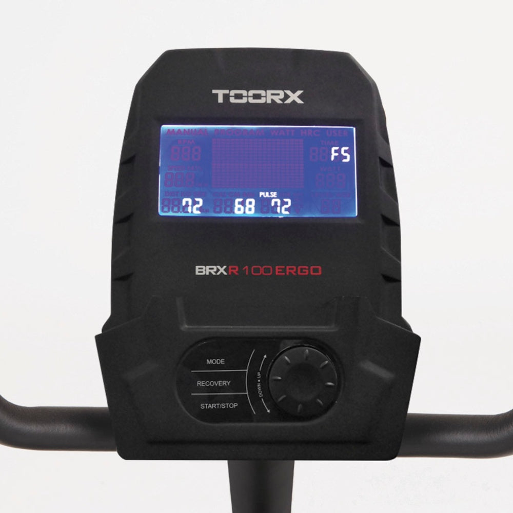 Brx-r100 Ergo Hrc Cyclette Toorx Recumbent Ergometro Elettromagnetica Con Ricevitore Wireless App Ready - Peso Utente 130 Kg Gym Bike Bici da Camera