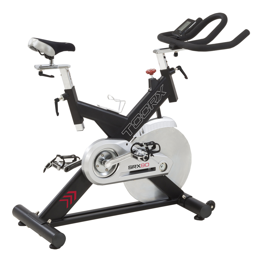 Gym Bike SRX-90 Ricevitore Wireless e Fascia Cardio Inclusa Linea Toorx Trasmissione; a cinghia Volano; peso 24 kg Peso massimo utilizzatore; 140 kg bike da spinning