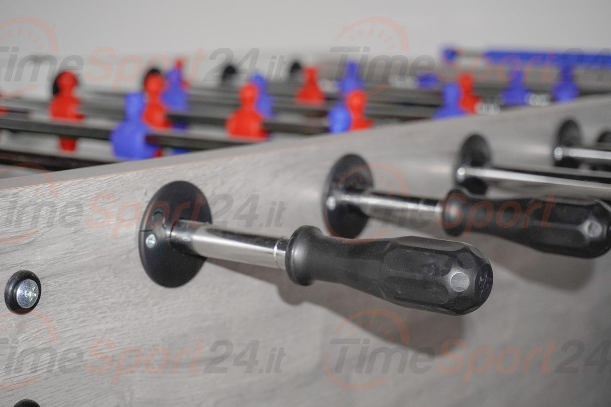 Calciobalilla G500 Rovere Grigio con Aste Rientranti, piano gioco vetro - biliardino Garlando con 50 Palline in omaggio cd.G500GRRCVL.