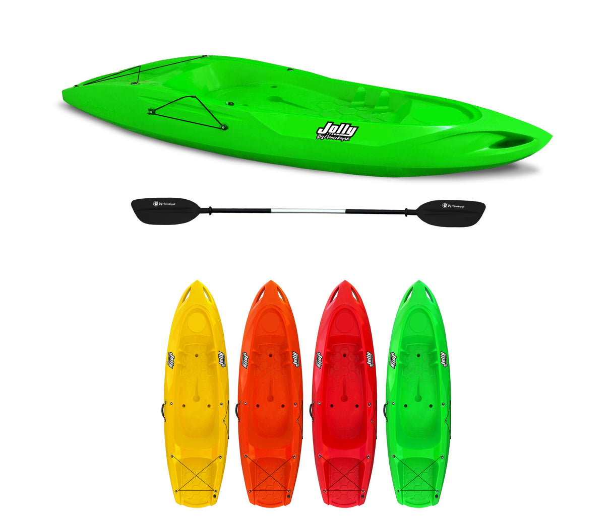 Canoa monoposto Jolly basic Big Mama kayak - kayak da 260 cm + 1 pagaia in omaggio Made in Italy - Giallo
