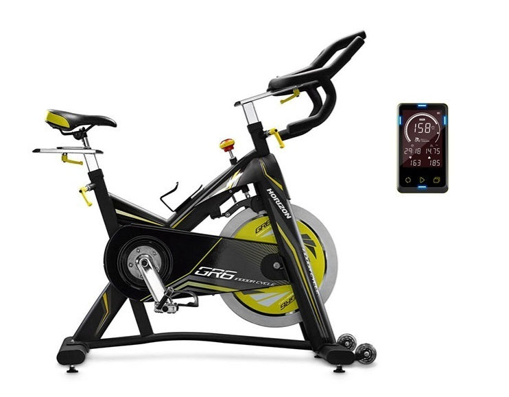 PROMO Pack Gym Bike Horizon GR6 Indoor Massa Volanica 16 kg Peso Max Utente 136 kg Resistenza magnetico - trasmissione a cinghia + CONSOLLE LCD