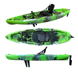 Kayak monoposto divisibile a pedali con pinne BIG MAMA START S500 componibile + motore Bixpy K1 Angler PRO Kit Outboard con batteria inclusa PP-768 Wh + Adattatore Low Profile Thruhull Pedal Drive