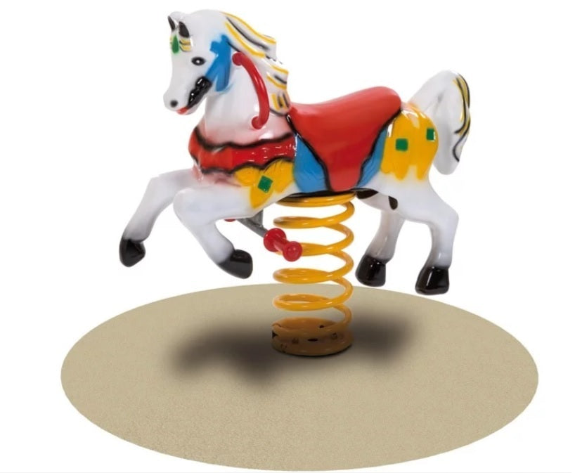 Gioco A Molla Pony In Vetroresina Da Interrare Cod.285 A/bGiochipark - En 1176 Certificati Tuv