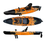 Kayak monoposto divisibile a pedali con pinne BIG MAMA START S500 componibile + motore Bixpy K1 Angler PRO Kit Outboard con batteria inclusa PP-768 Wh + Adattatore Low Profile Thruhull Pedal Drive