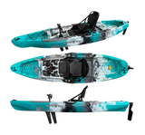 Kayak monoposto divisibile a pedali con pinne BIG MAMA START S500 componibile + motore Bixpy K1 Angler PRO Kit Outboard con batteria inclusa PP-768 Wh + Adattatore Low Profile Thruhull Pedal Drive