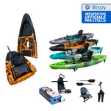 Kayak monoposto divisibile a pedali con pinne BIG MAMA START S500 componibile + motore Bixpy K1 Angler PRO Kit Outboard con batteria inclusa PP-768 Wh + Adattatore Low Profile Thruhull Pedal Drive