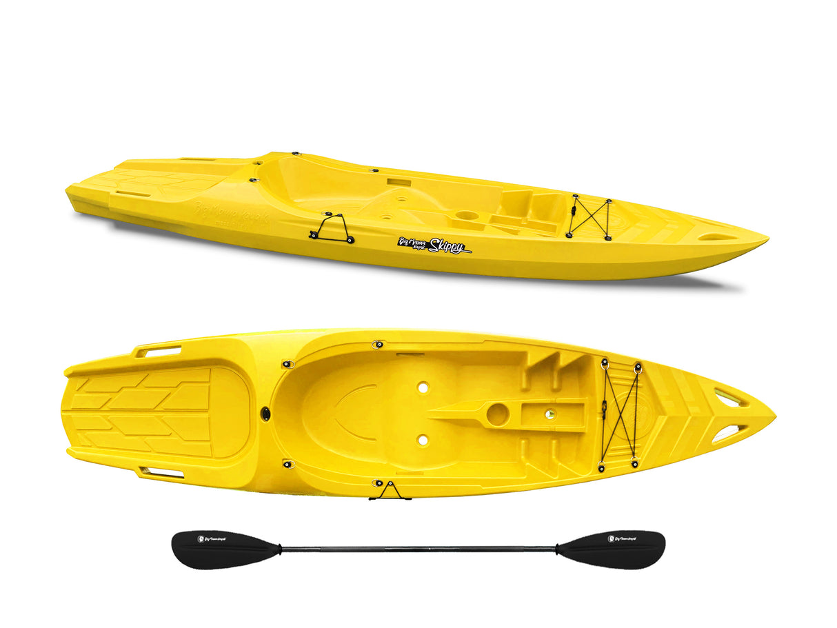 Kayak 1 posto Skippy 2.0 Big mama kayak - canoa 305 cm con 1 posto adulto + 1 posto bambino + pagaia (PACK 1) - GIALLO