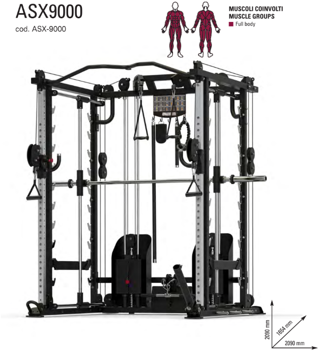 Toorx vertical - ASX-9000 ALL IN ONE STATION stazione multifunzione - Pacco pesi in acciaio 2X80 Kg.