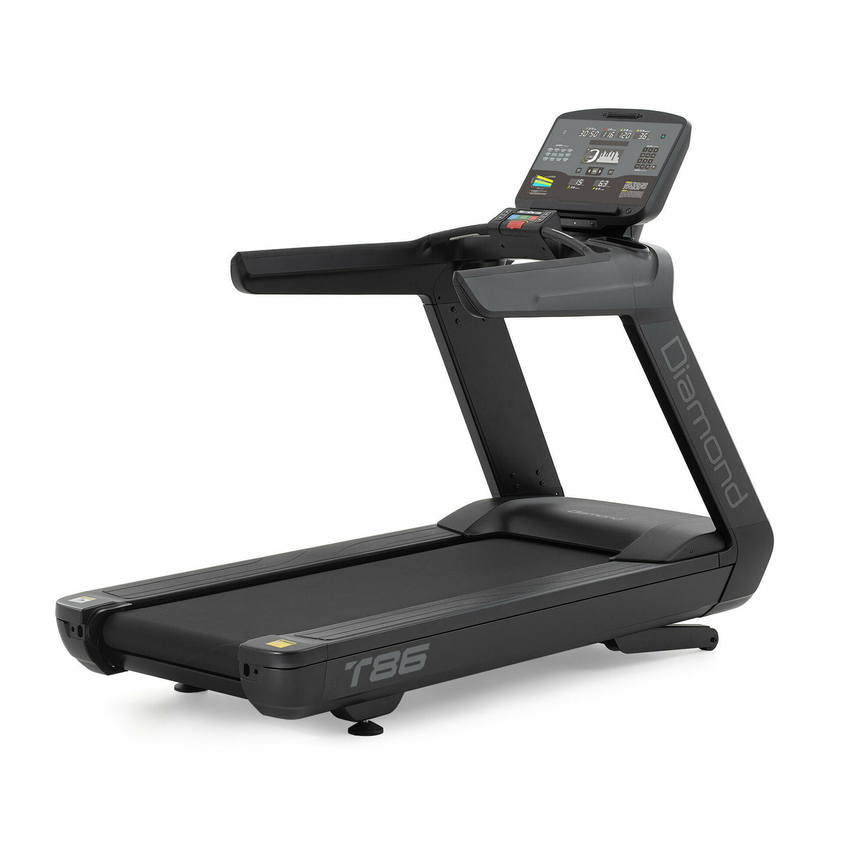 T-86 Treadmill T86 DIAMOND l’inclinazione della pedana possibile anche in negativo fino al -3% ed un potente motore a corrente alternata da 7,0 Hp- Professionale linea DIAMOND - Cod.T96