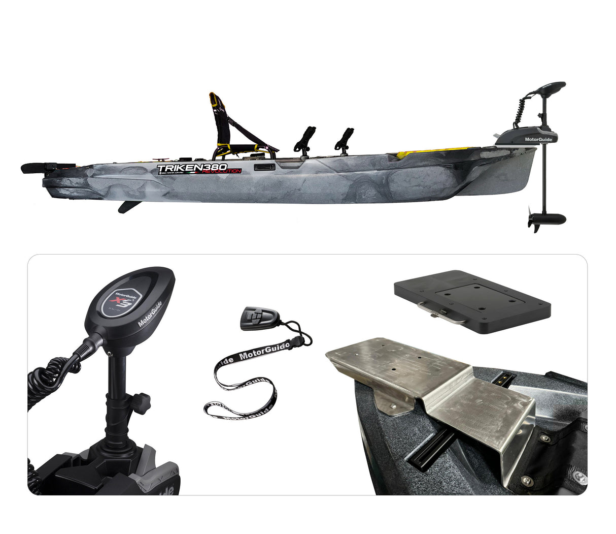 BIG MAMA KAYAK A PEDALI TRIKEN 380 + Motore MotorGuide Xi3 Wireless Freshwater 55lb, GPS 12V + gruppo pedali