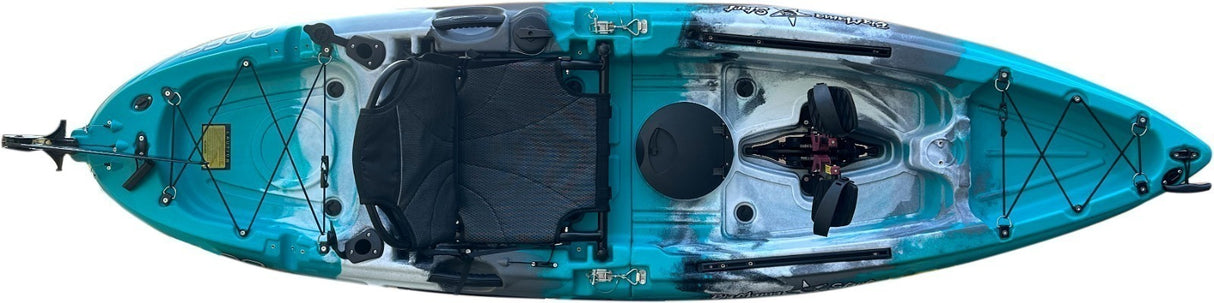 Kayak divisibile a pedali con pinne BIG MAMA START S300 monoposto componibile + motore BIXPY K1 Outboard Kit con batteria PP-378 Wh v4 + Adattatore Low Profile Thruhull Pedal Drive
