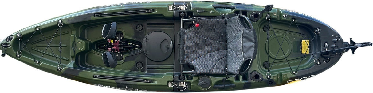 Kayak divisibile a pedali con pinne BIG MAMA START S300 monoposto componibile + motore BIXPY K1 Outboard Kit con batteria PP-378 Wh v4 + Adattatore Low Profile Thruhull Pedal Drive