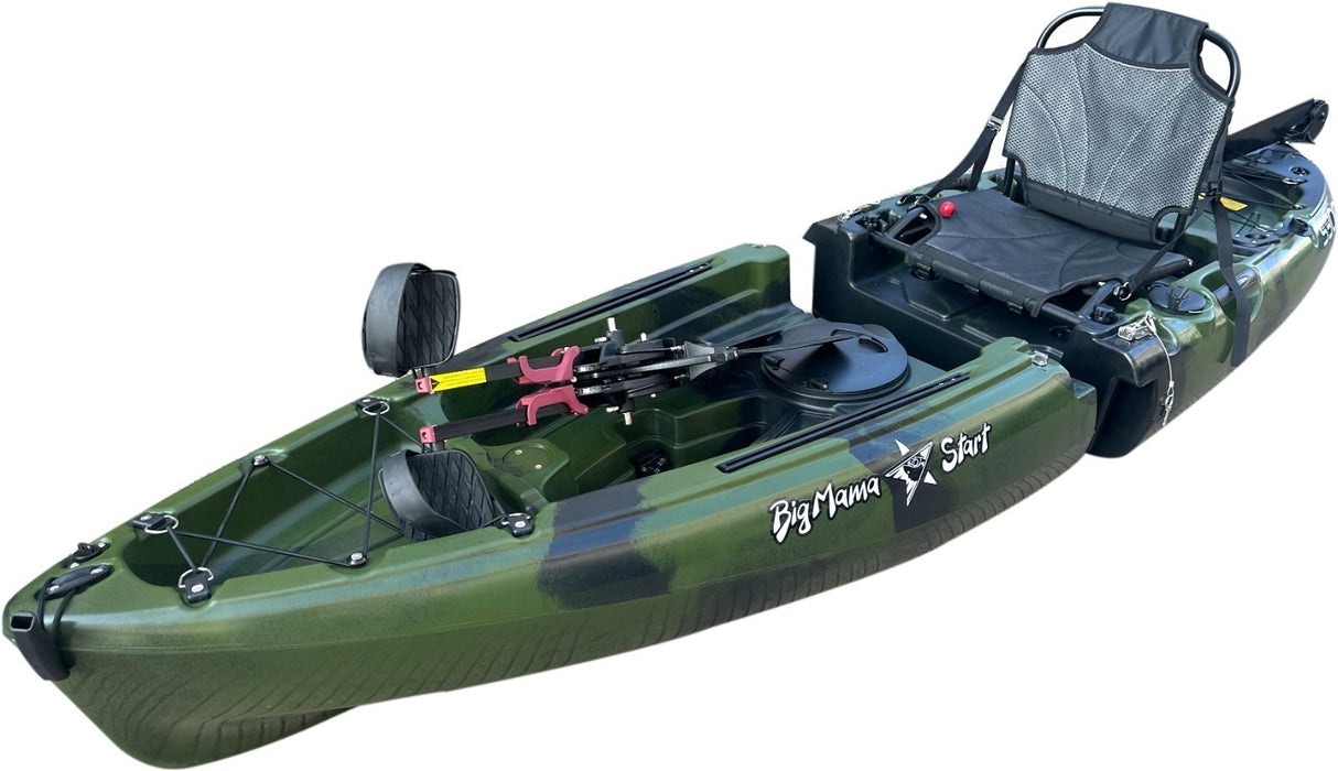 Kayak divisibile a pedali con pinne BIG MAMA START S300 monoposto componibile + motore BIXPY K1 Outboard Kit con batteria PP-378 Wh v4 + Adattatore Low Profile Thruhull Pedal Drive